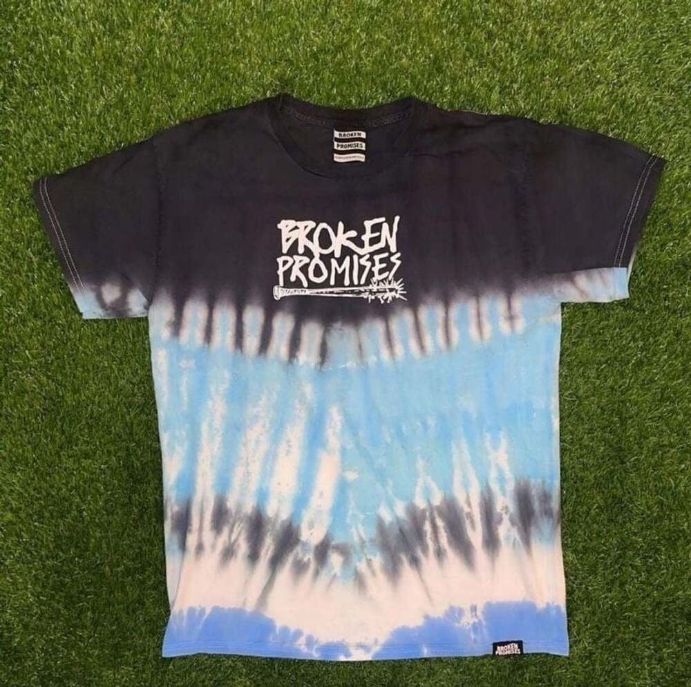 Broken Promises Blue and Black Tie Dye Graphic T-Shirt
